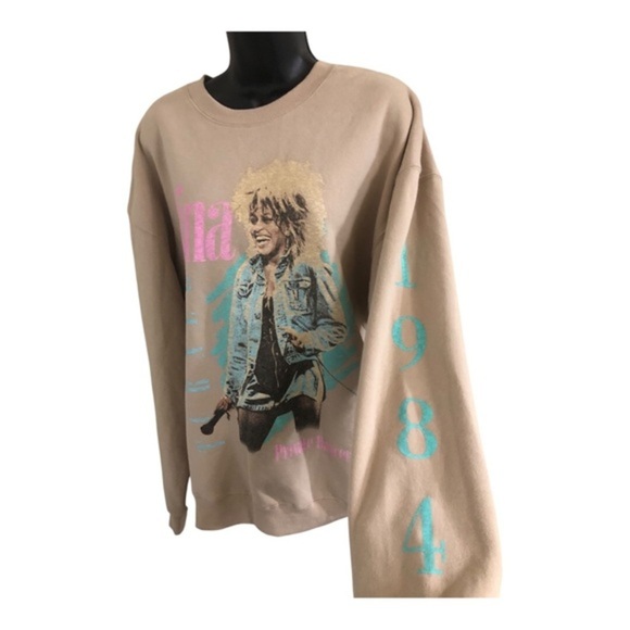 Tina Turner tan 1984 Private Dancer graphic print Concert sweatshirt size large - Picture 11 of 14